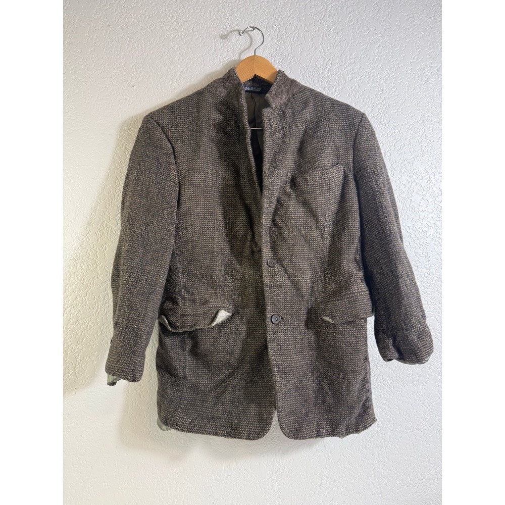 Austin Reed for Dillards Mens Brown Tweed Mandarin Collar Blazer Jacket USA Made